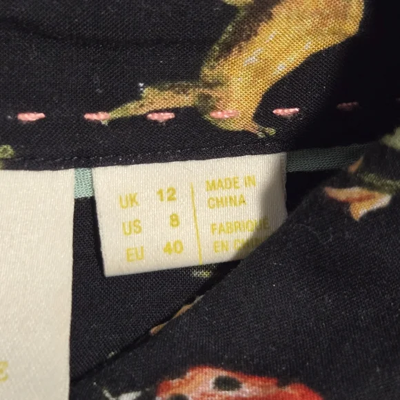 Maeve Floral Black Wildlife Rayon Blouse Size 8 - Picture 10 of 11